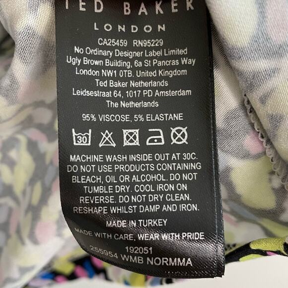 TED BAKER Normma abstract print stretch woven 3/4 sleeve Top - Picture 11 of 11